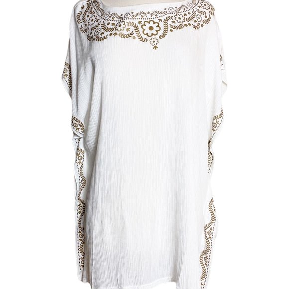 TZ Tunic Beach Coverup Tunic Floral Print White - Picture 7 of 9